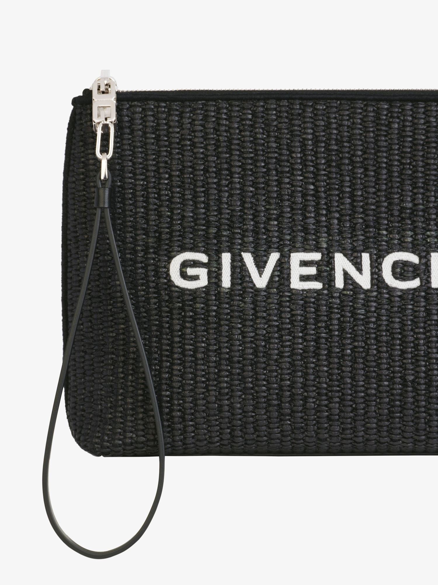 Givenchy Logo-print Raffia Clutch Bag In Black