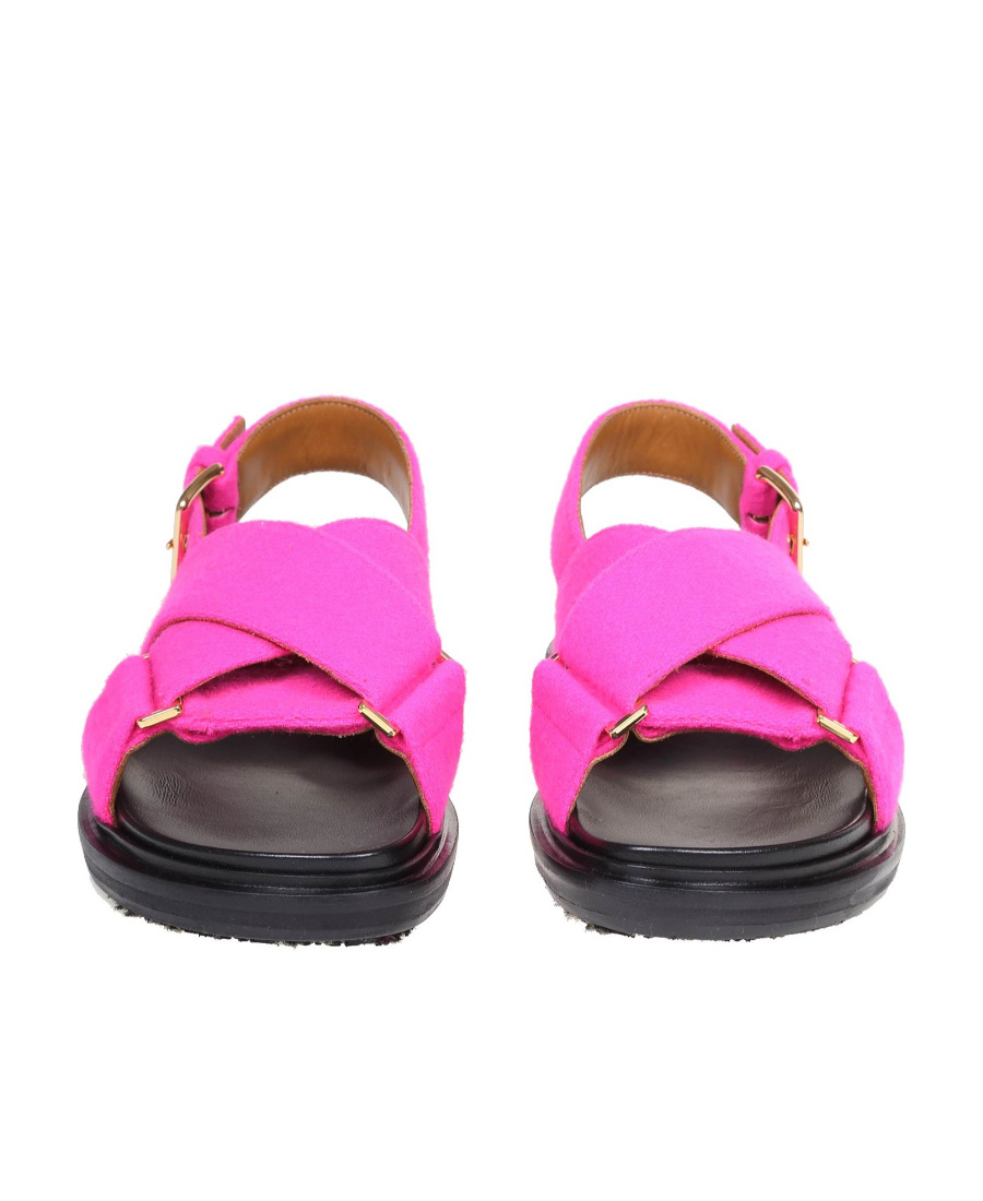 Marni Woman Sandals Fuchsia Size 6 Textile Fibers In Multicolor