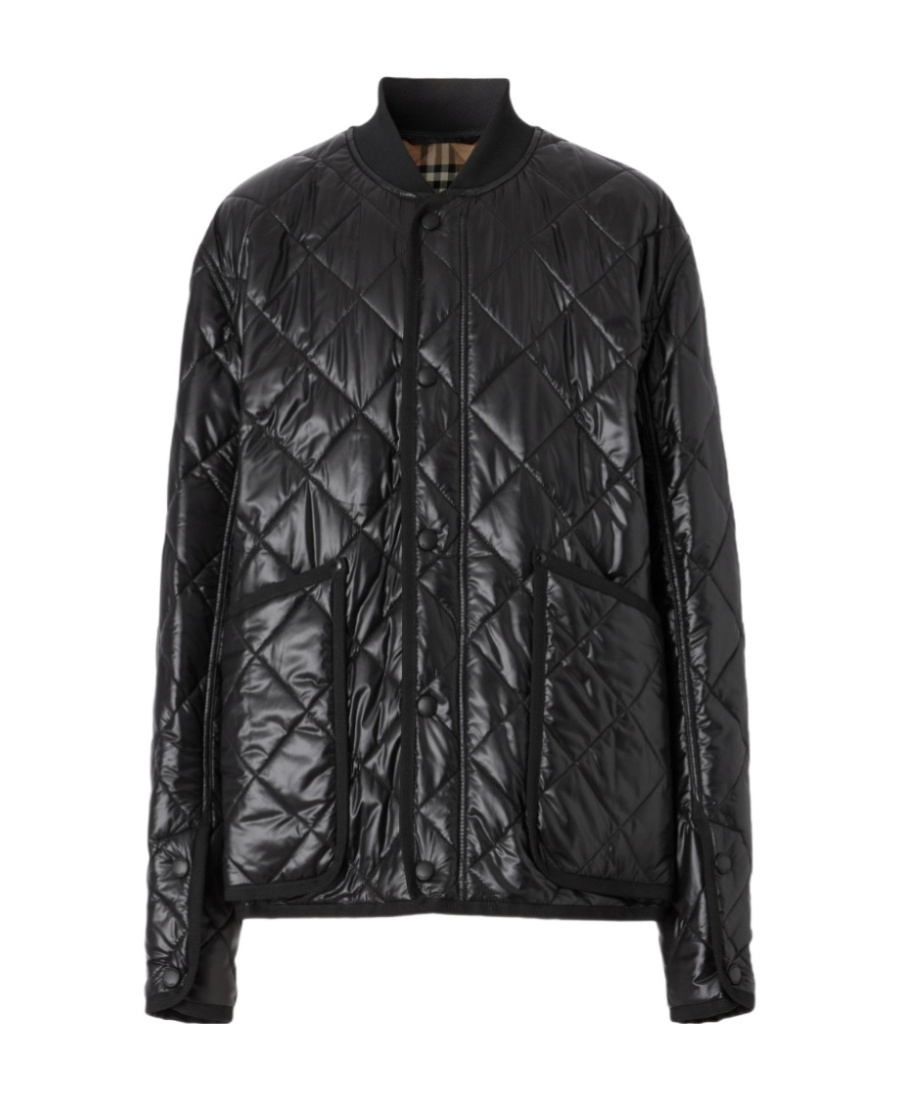 Burberry Diamond-quilted Bomber Jacket In Black
