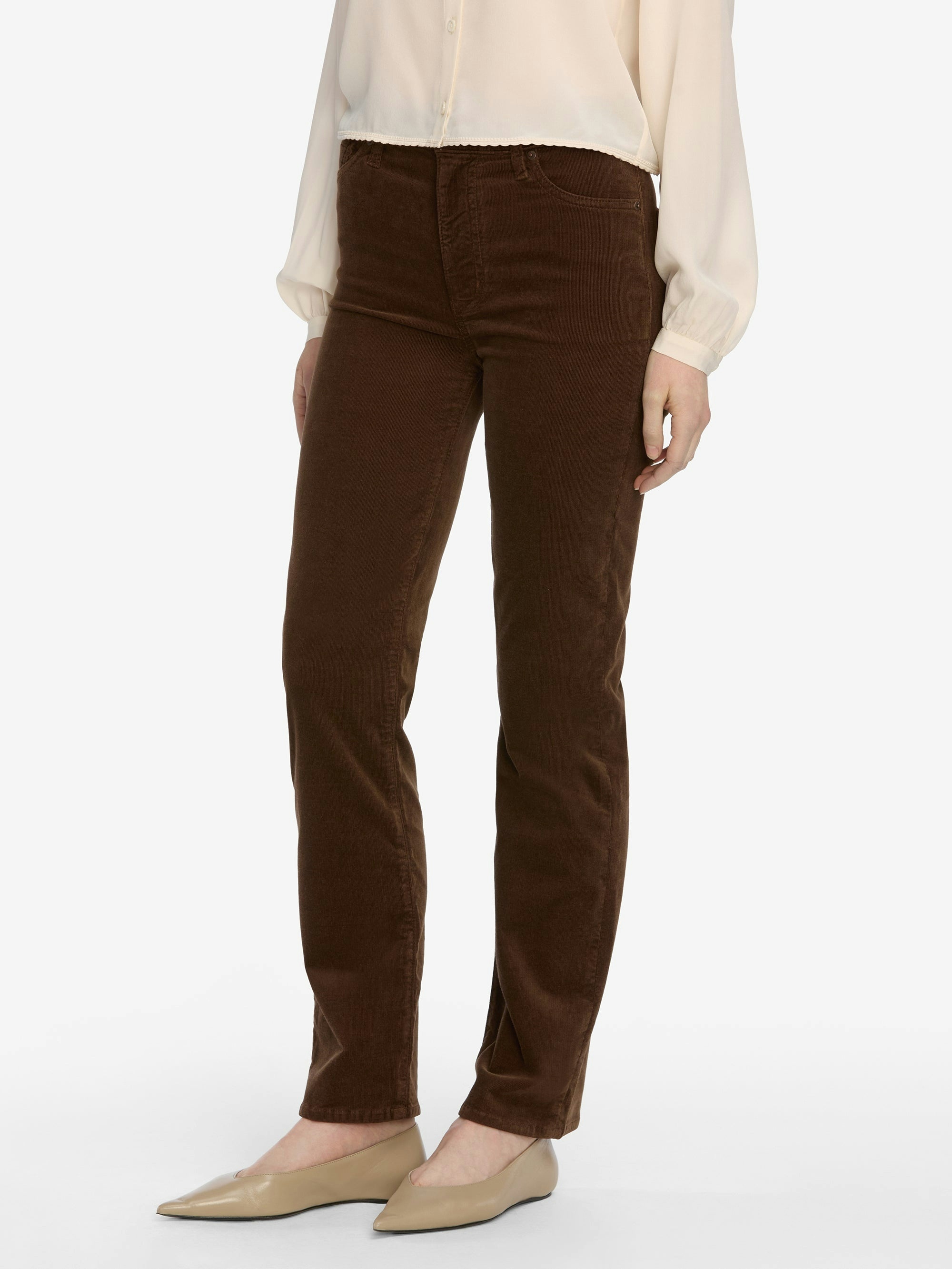 Frame High-waisted Straight-leg Casual Pants In Brown