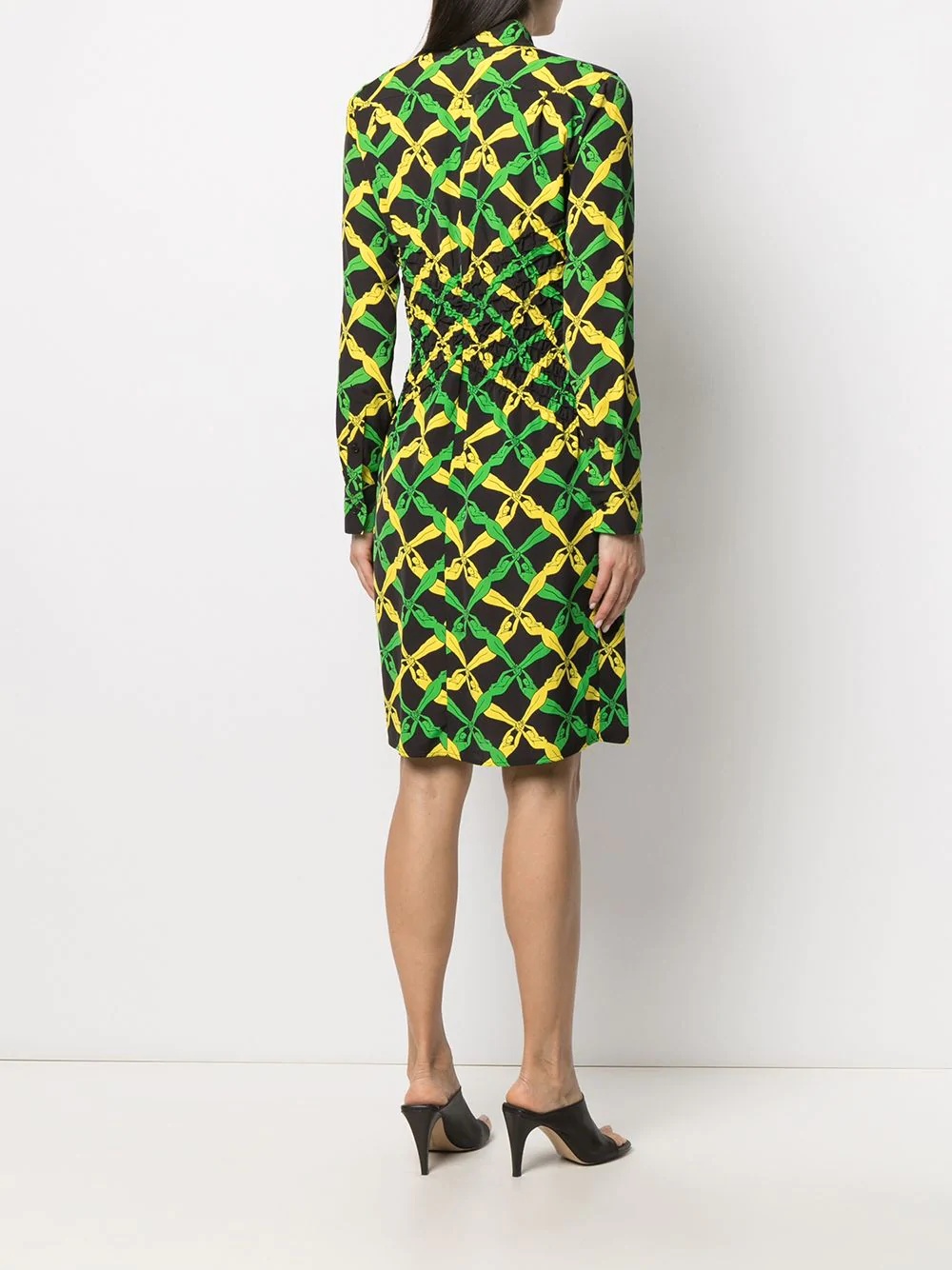 Bottega Veneta Fantasia Print Shirt Dress In Black