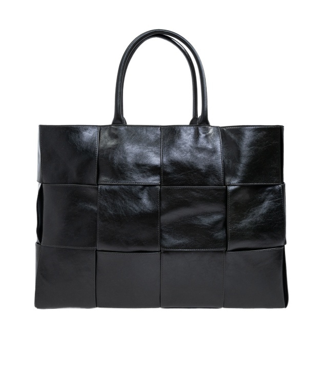 Bottega Veneta Arco Large Knitted Handbag In Black