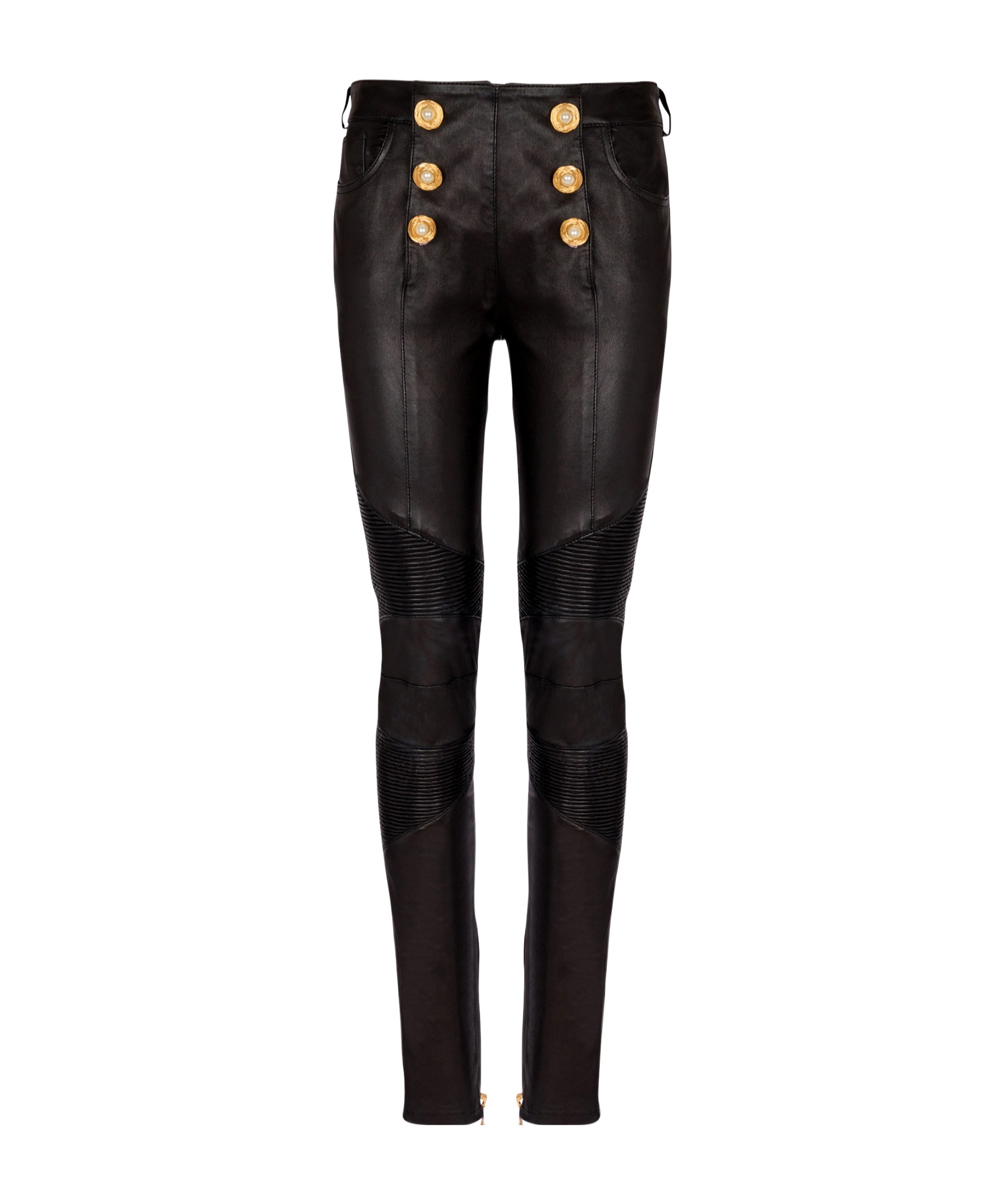 Balmain Lambskin Slim-fit Biker Trousers In Black