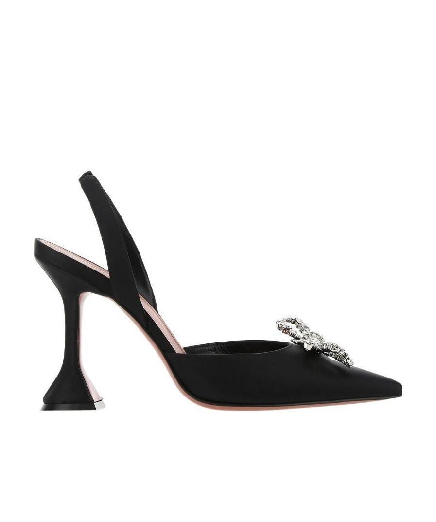 Amina Muaddi Womens Black Rosie Crystal-embellished Leather Sling-back Courts In Black