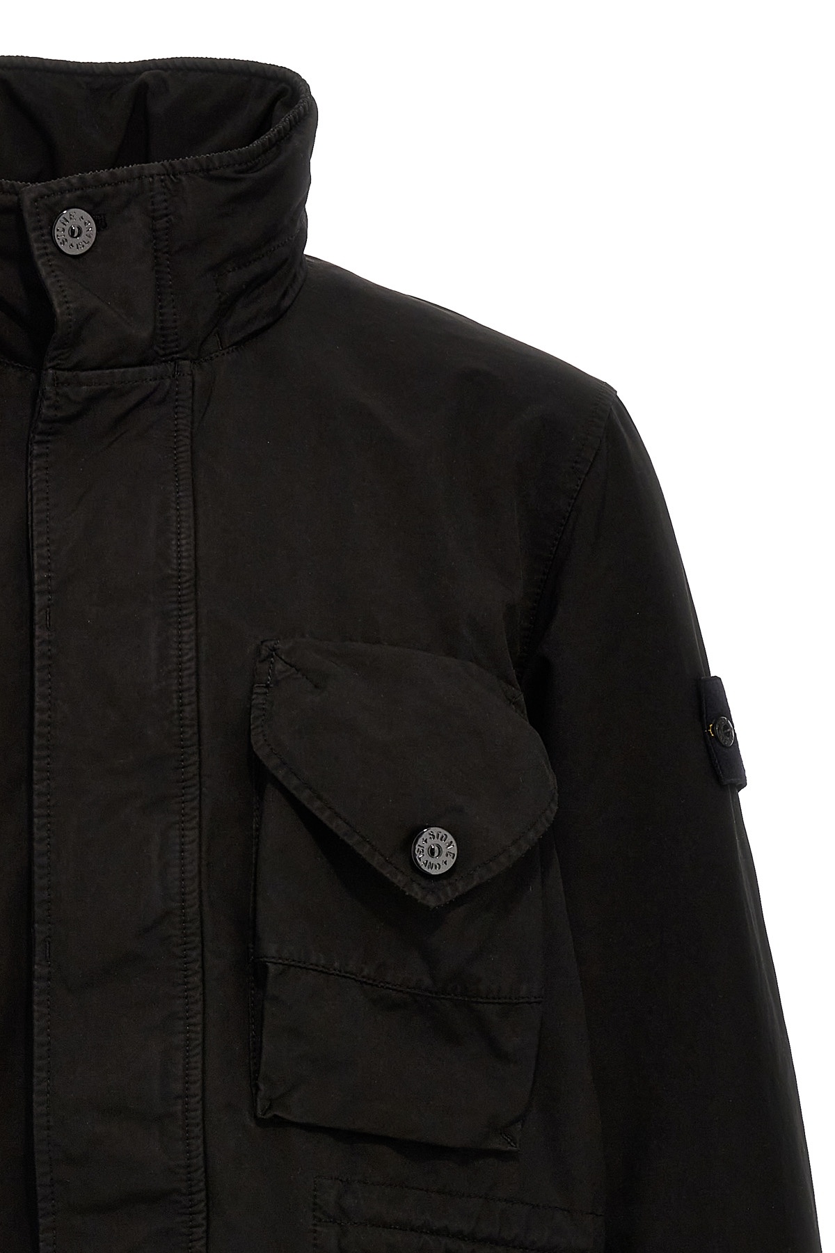 Stone Island Multi-pocket Parka Coat In Black
