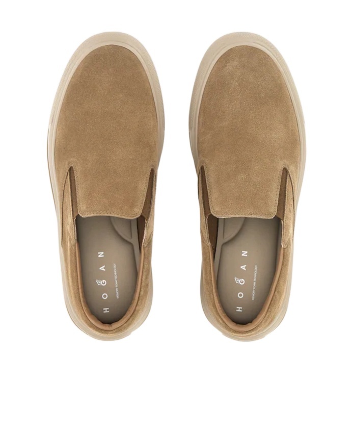 Hogan Slip-on Sneakers In Warm Beige Suede In Multi