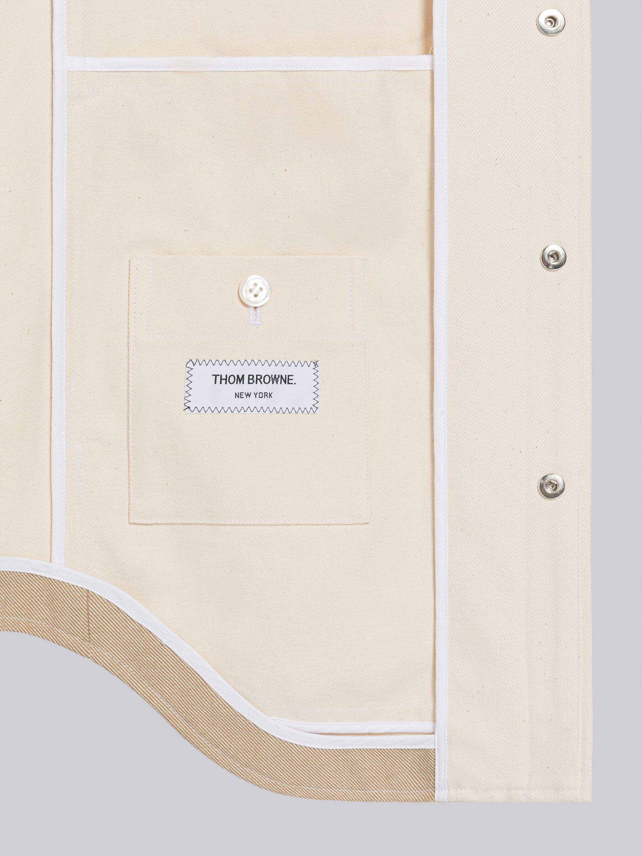 Thom Browne 4-bar Patchwork Denim Shirt In White