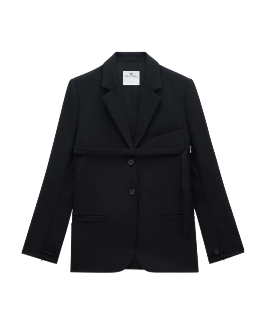 Courrèges Strap Single-breasted Blazer In Black