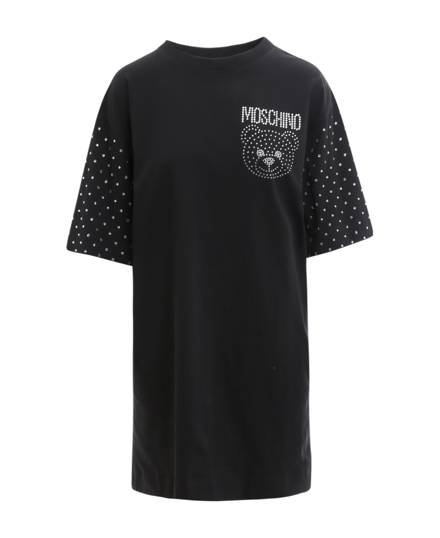 Moschino Teddy Bear Crystal-embellished T-shirt Dress In Black