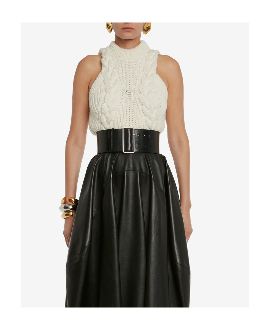 Alexander Mcqueen Cable-knit Wool Top In White