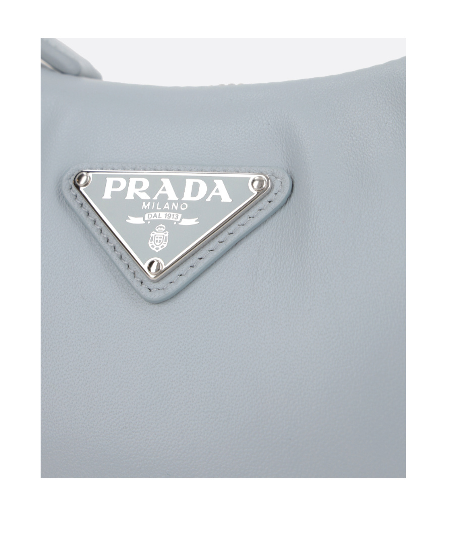 Prada Mini Leather Top Handle Bag In Blue