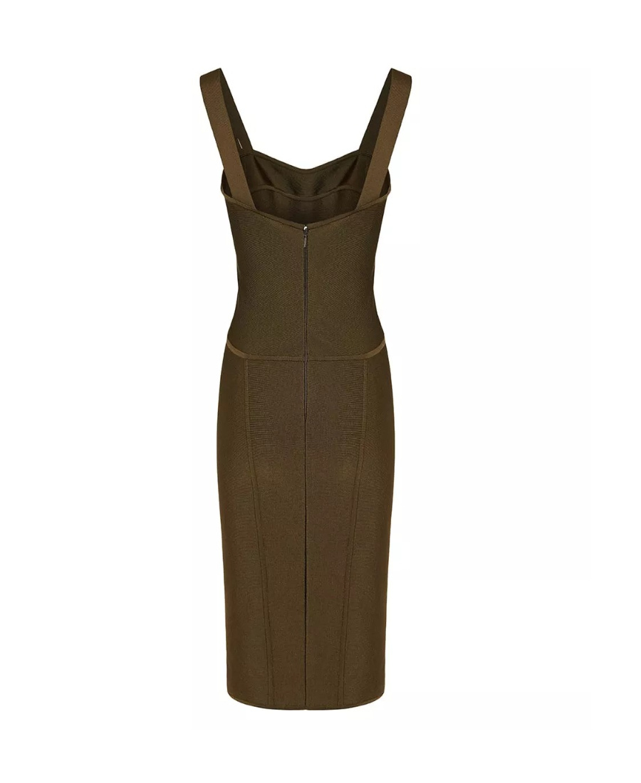 Versace Safety Pin-detail Midi Dress In Green