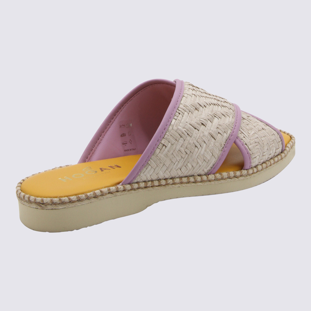 Shop Hogan 660 Interwoven-raffia Slides In Nude
