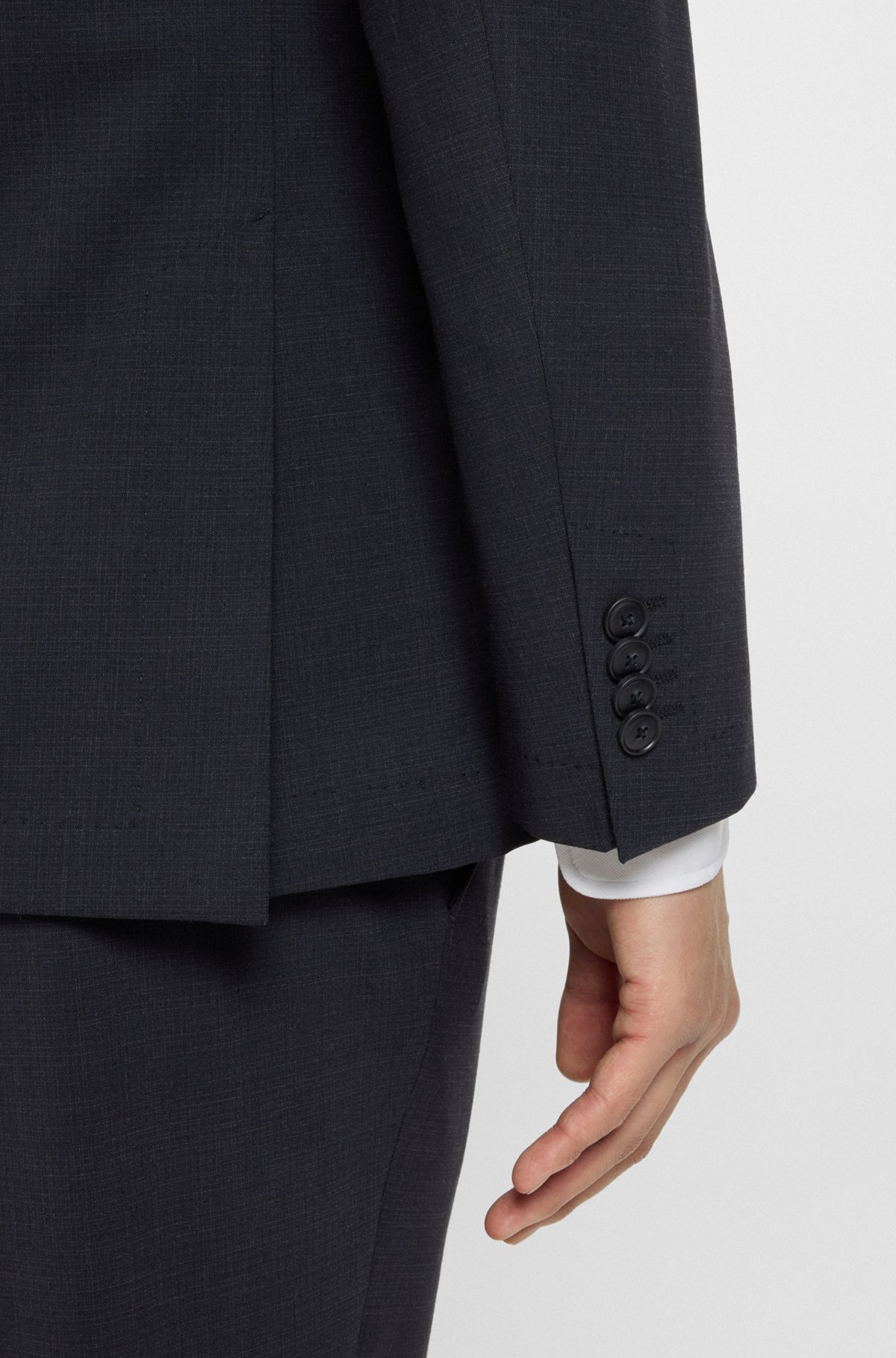 Hugo Boss Slim-fit Suit In Micro-patterned Stretch Fabric In Blue