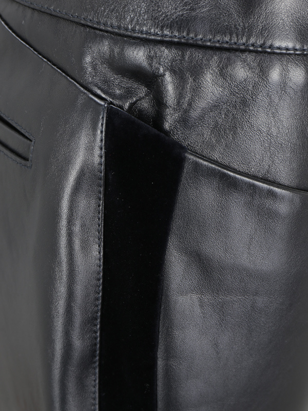 Shop Tom Ford Flared Leather Trousers In Black