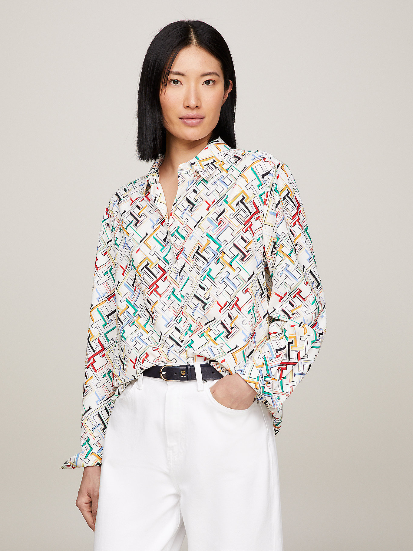 Tommy Hilfiger Monogram-pattern Shirt In White