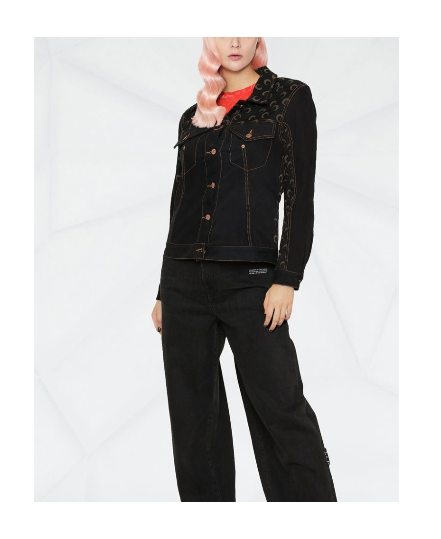 Marine Serre Moon-print Denim Jacket In Black