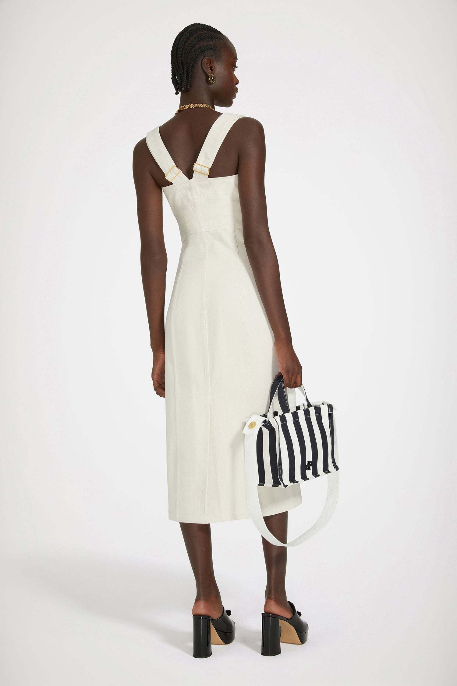 Patou Denim Midi Dress In White