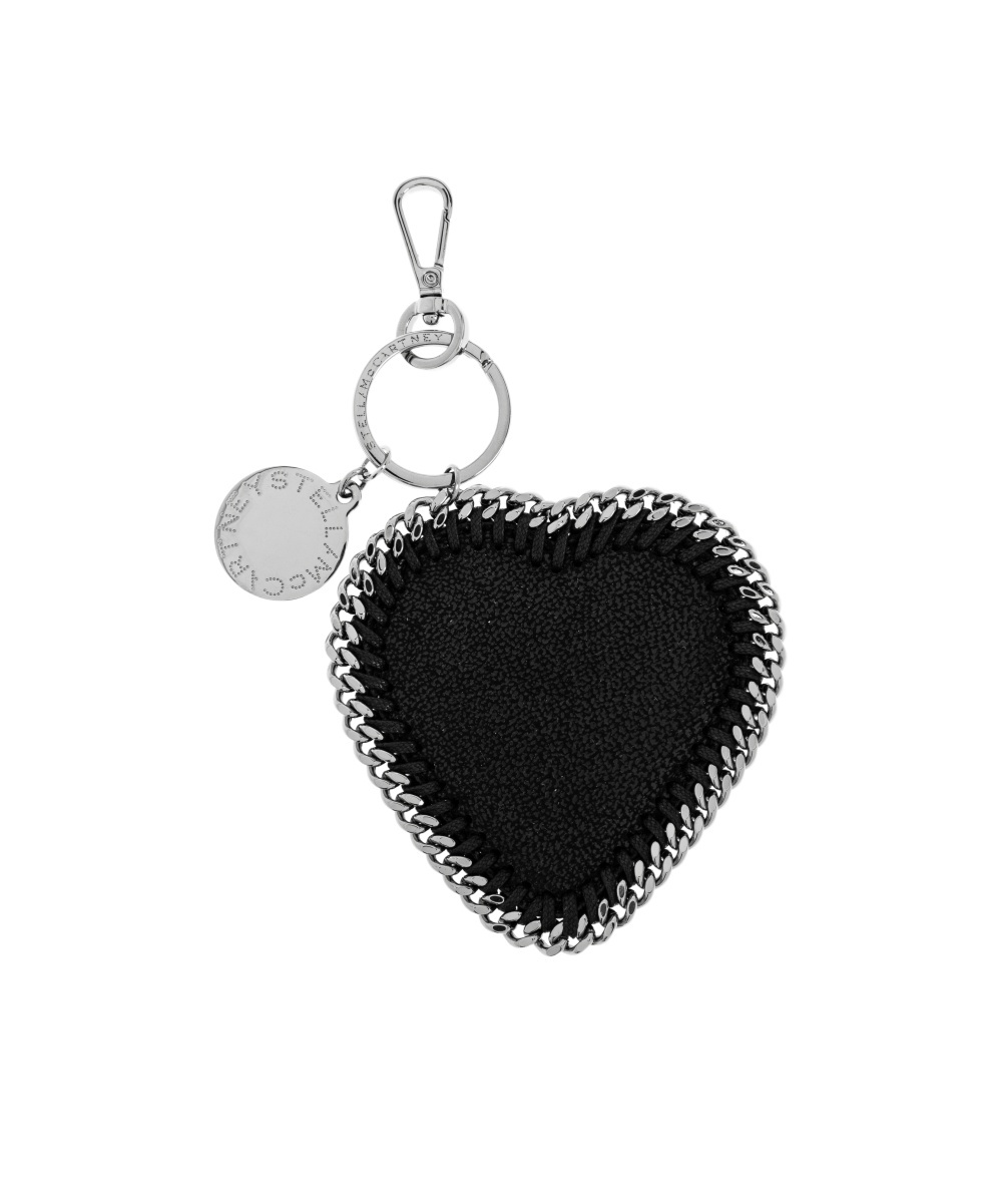 Stella Mccartney Womens Black Falabella Heart-shaped Faux-leather Charm In Black