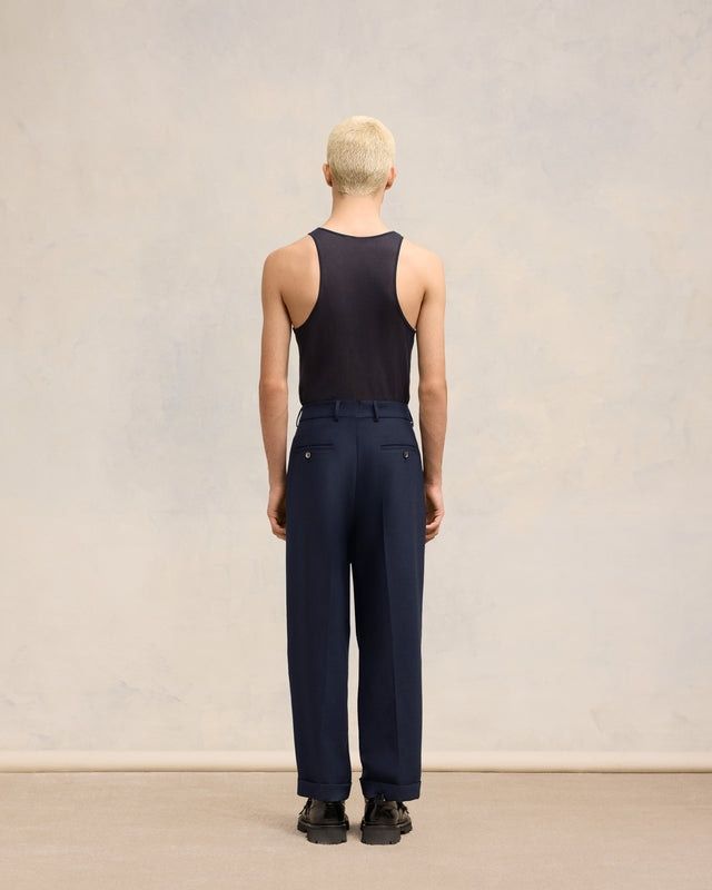 Shop Ami Alexandre Mattiussi Ami Pleated Dress Pants In Black