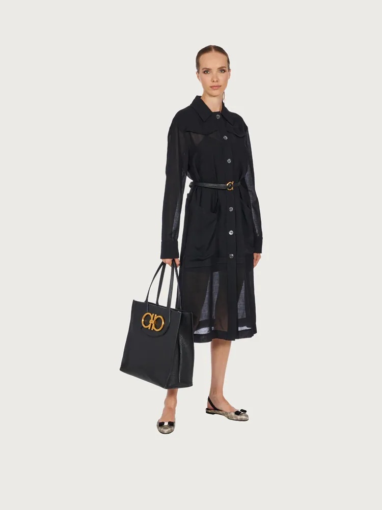 Ferragamo Maxi G Tote Bag In Black