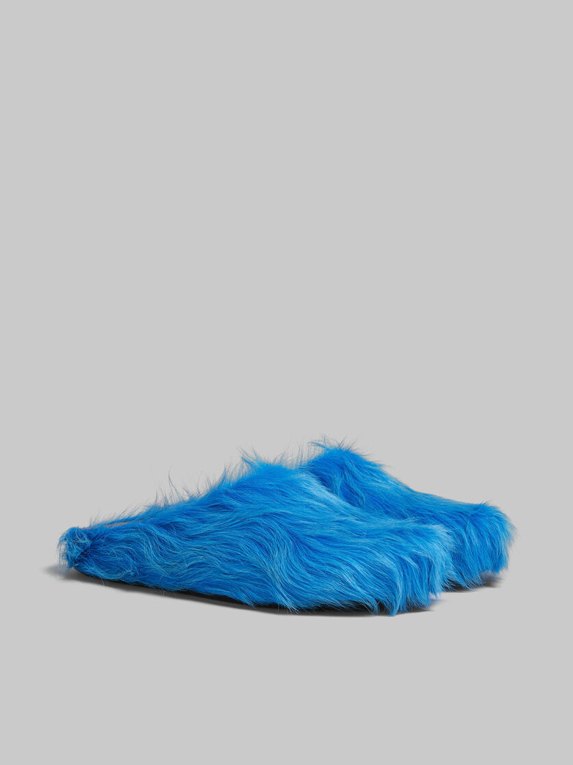 Shop Marni Textured Calf Hair Clog Slippers In Blue