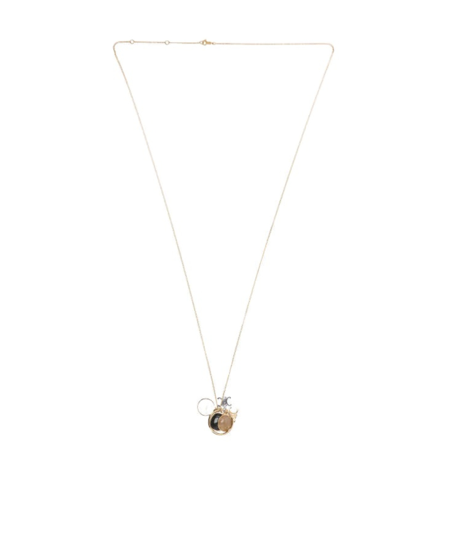 Celine Golden Effect Necklace With Pendant In Yellow