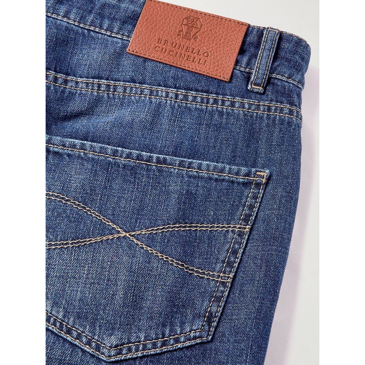 Brunello Cucinelli Solomei-embroidered Tapered Jeans In Blue