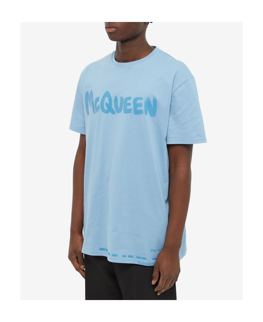 Alexander Mcqueen Logo-print Cotton T-shirt In Blue