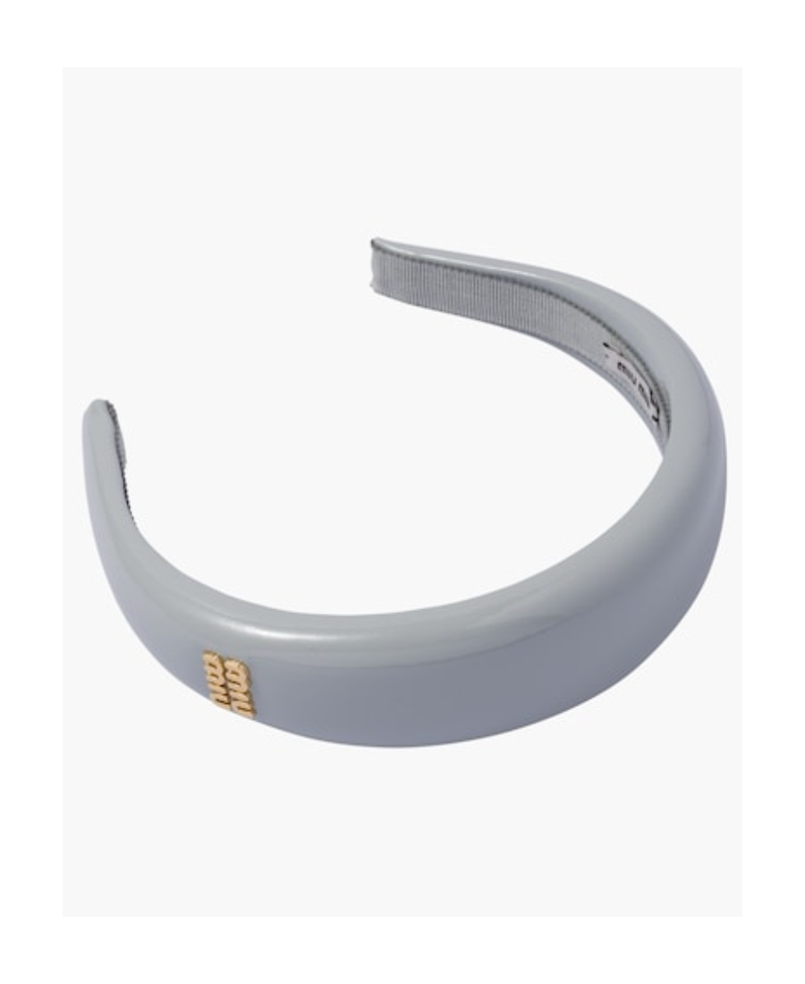Miu Miu Patent Leather Headband In Blue