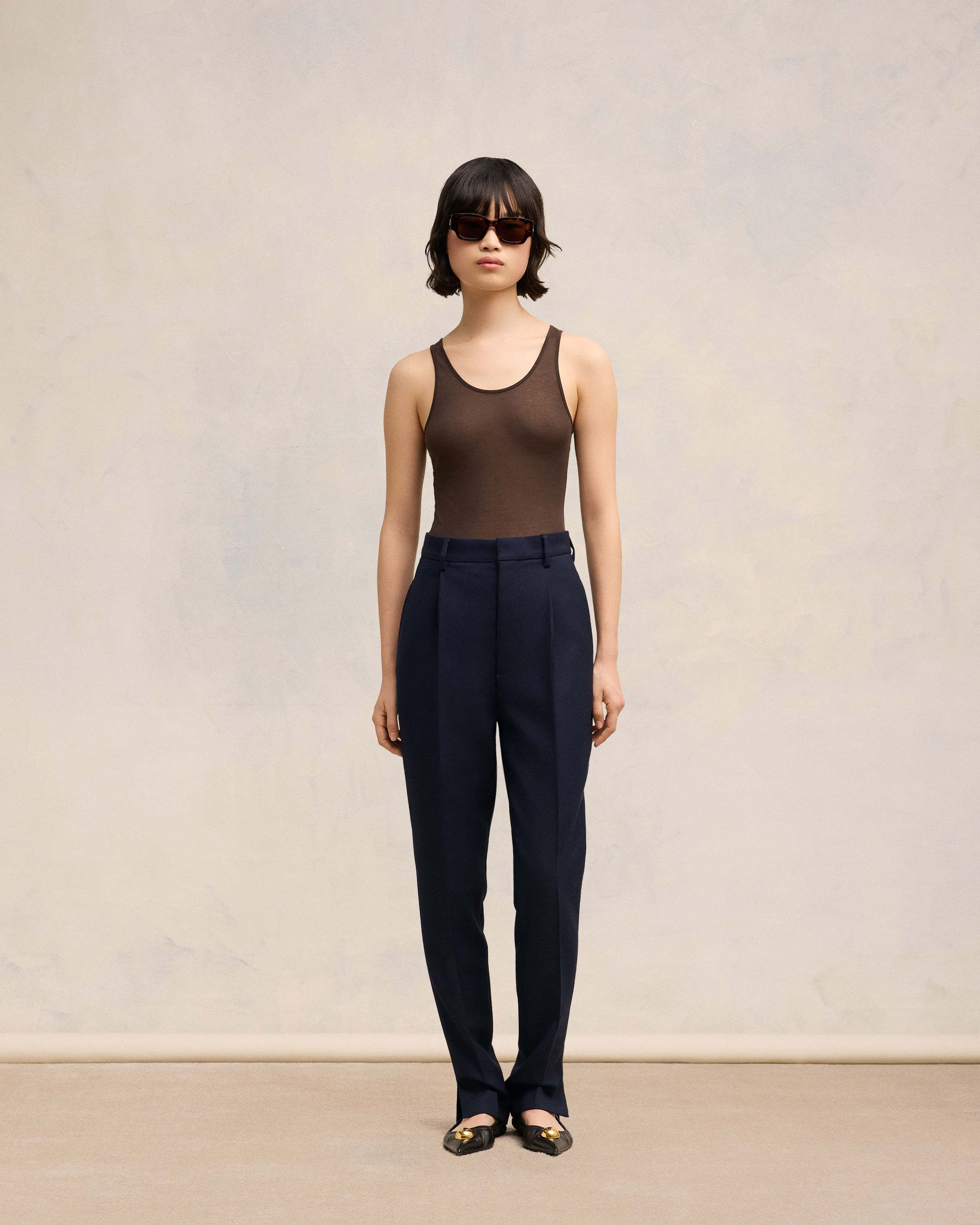 Ami Alexandre Mattiussi High-waisted Wool Cigarette Tube Pants In Black