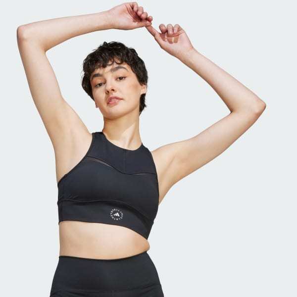 Shop Adidas By Stella Mccartney Training Logo-print Cropped Top In Black