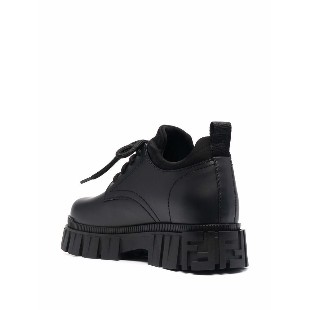 Fendi Force Lugged Plain Toe Oxford Shoes In Black
