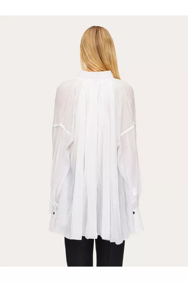 Ferragamo White Caftano Shirt In Silk Blend Woman In White