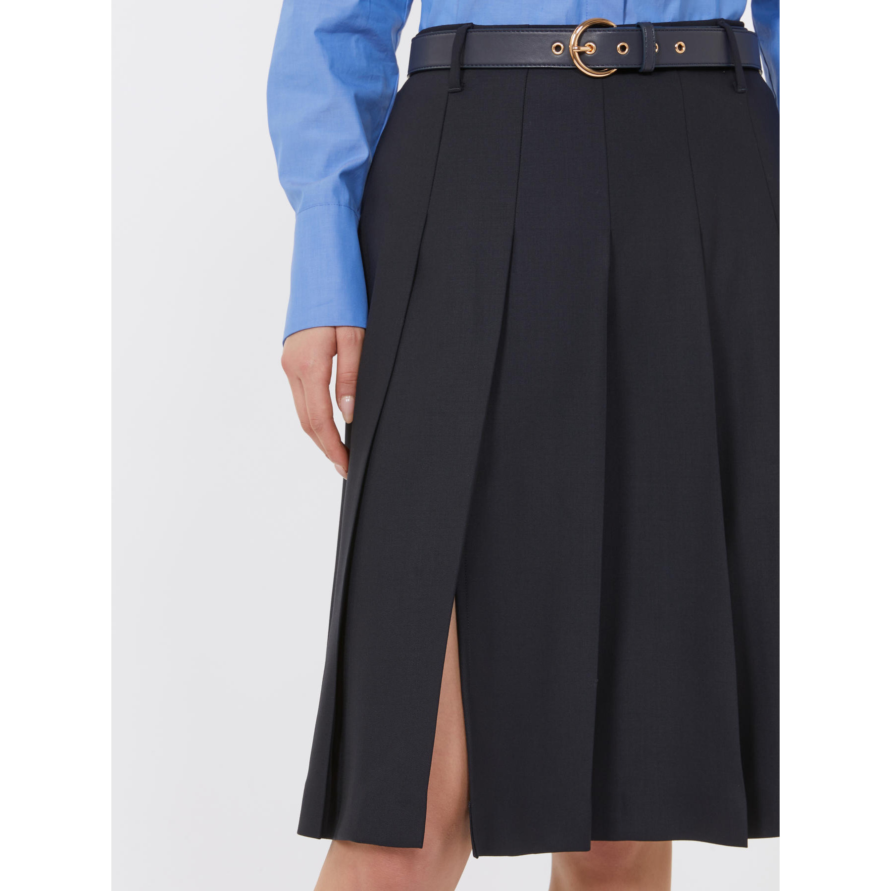 Max Mara Pleated Wool Skirt In Black