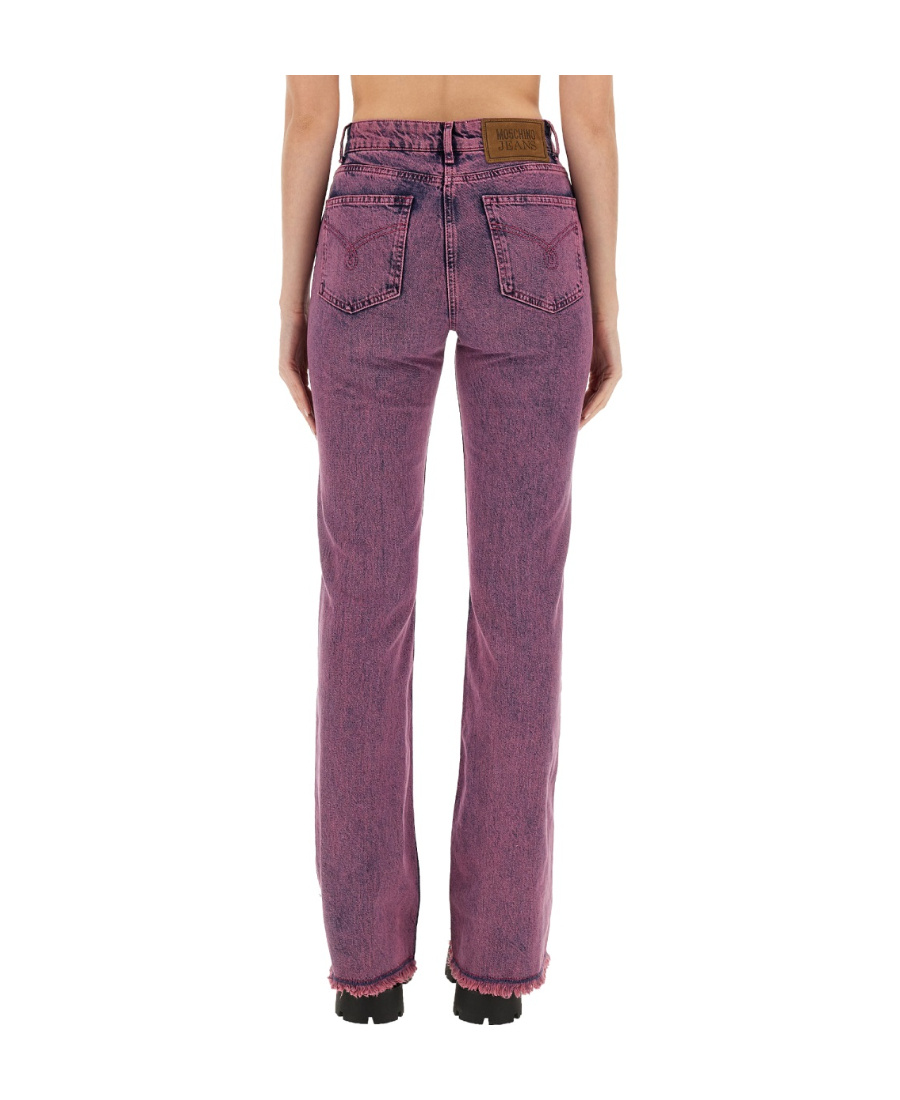 Moschino Belt Ring Denim Trousers In Purple