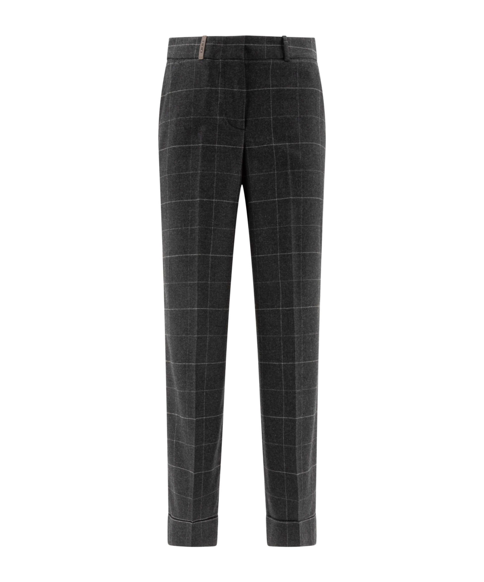 Peserico Check Pattern Wool And Cashmere Trousers In Black
