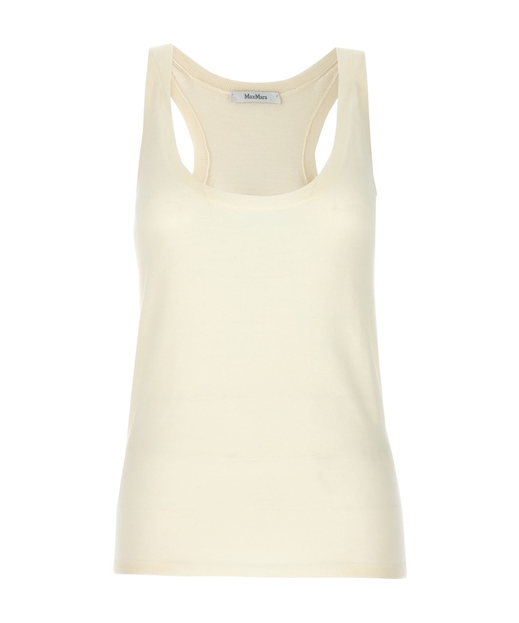 Max Mara Sleeveless Scoop Neck Plain Top In White