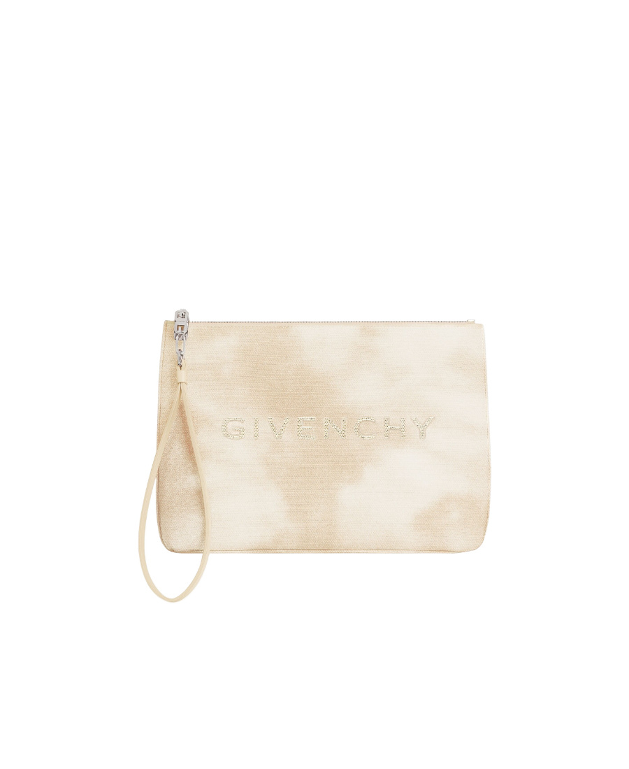 Givenchy Logo-print Canvas Clutch Bag In Nude