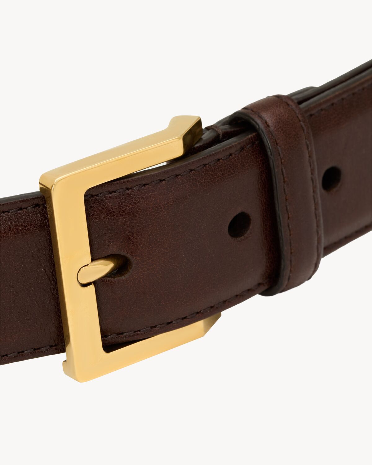 Shop Saint Laurent Vadim Belt In Leather In Caramel Chocolate