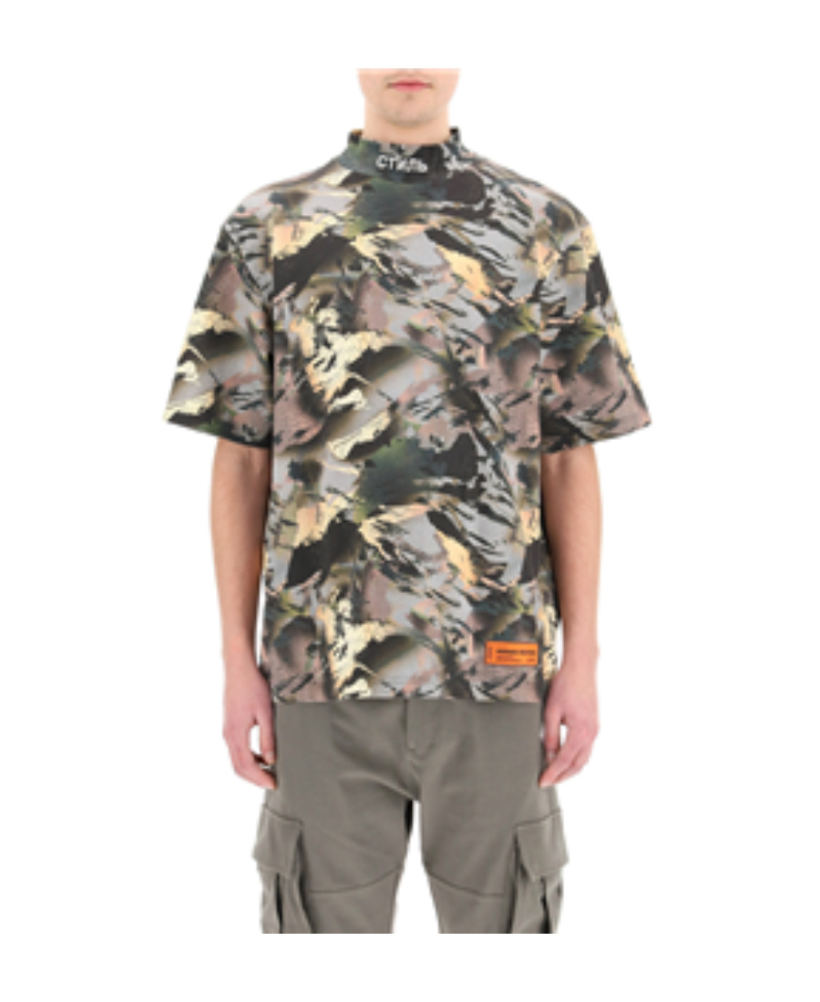 Heron Preston Camouflage Mock-neck T-shirt In Gray