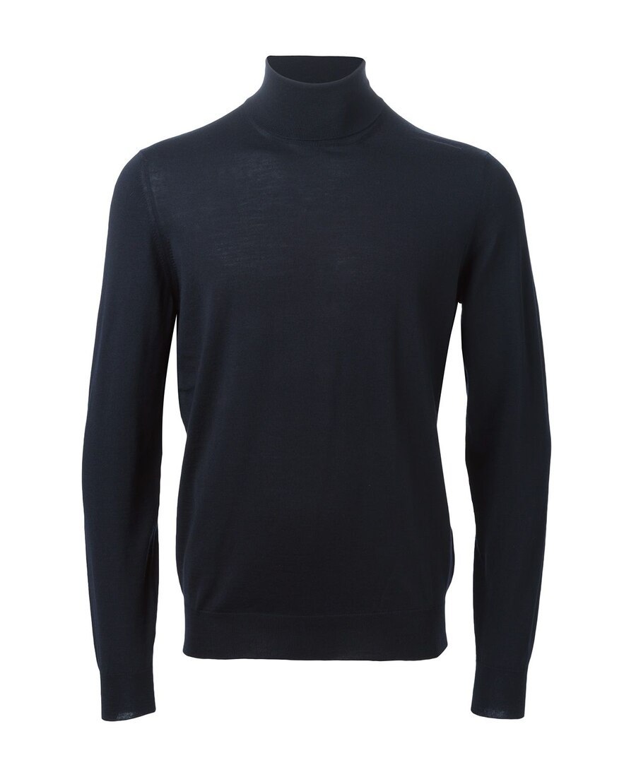 Drumohr Turtleneck Merino Wool Sweater With Ribbed Edge In Black