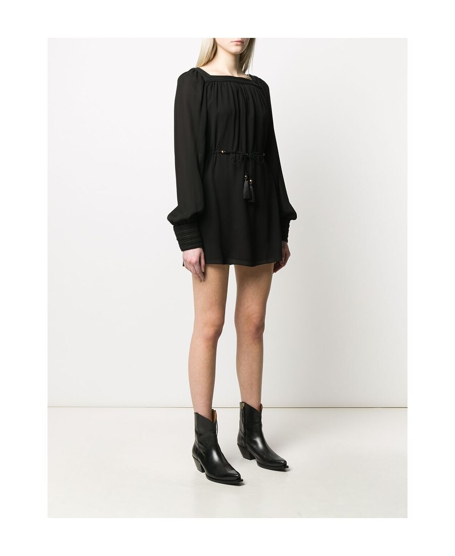 Saint Laurent Square Neck Mini Dress In Black