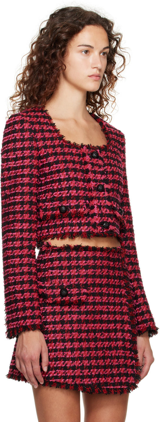 Msgm Pink Check Jacket In Red