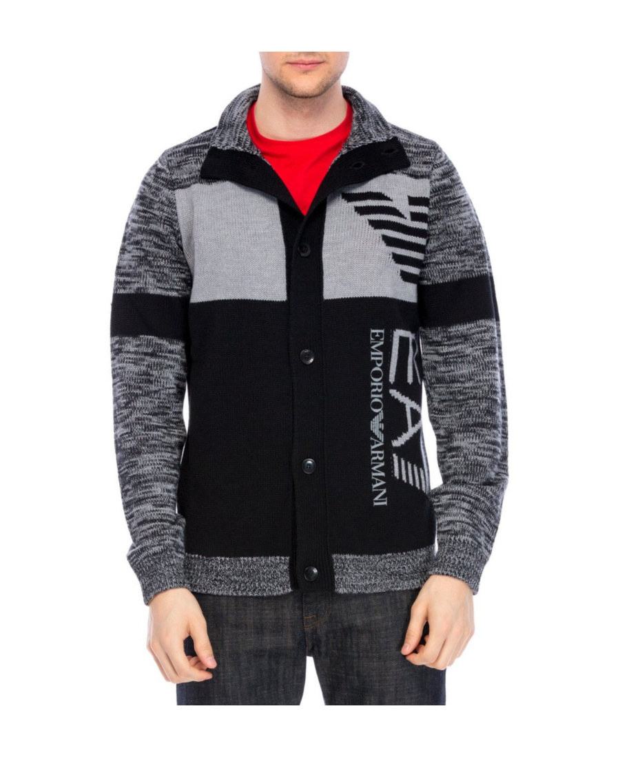 Ea7 Knitted Cardigan In Black