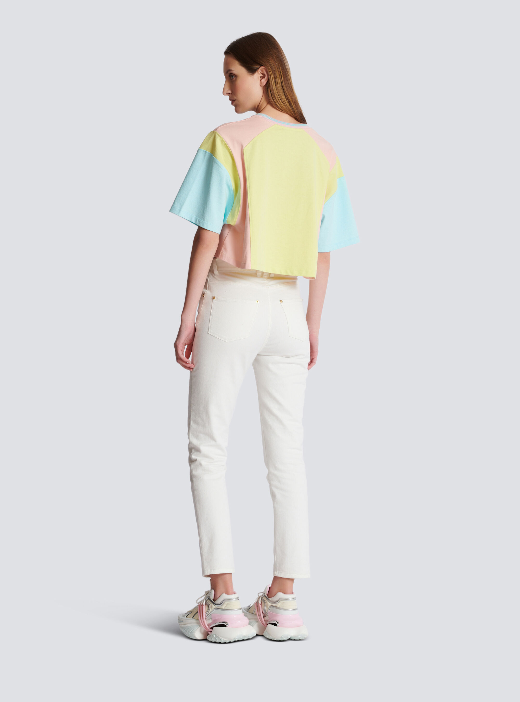 Shop Balmain T-shirt With Palm Tree  Signature Print In Yellow