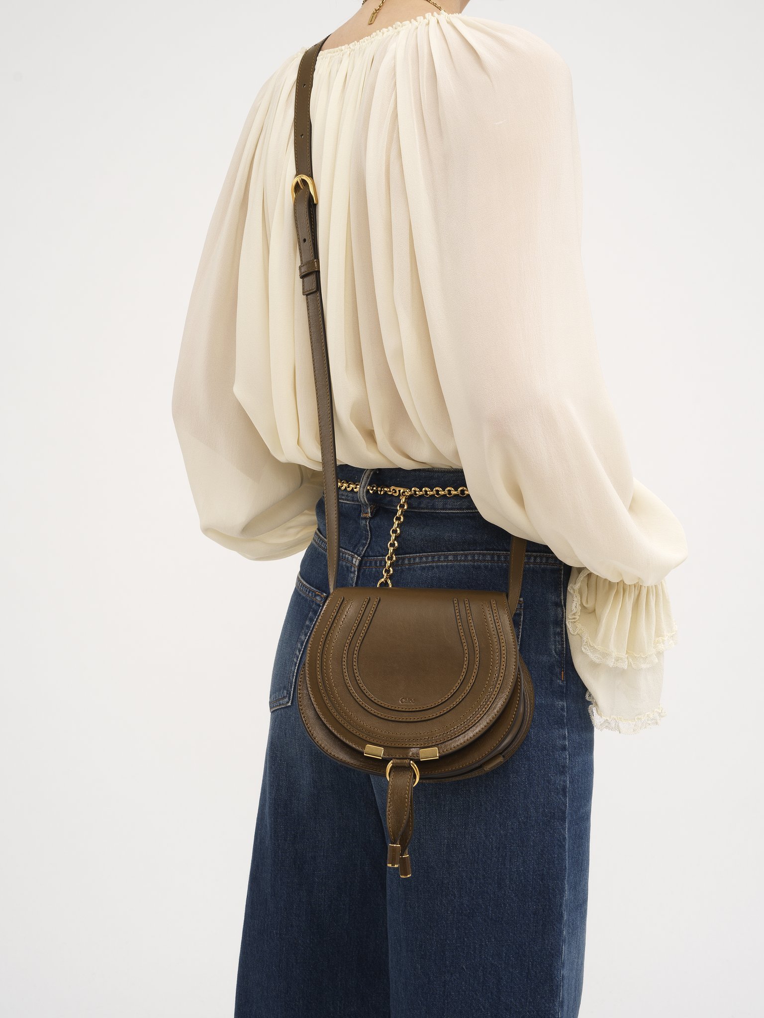 Chloé Small Flip Saddle Bag In Brown