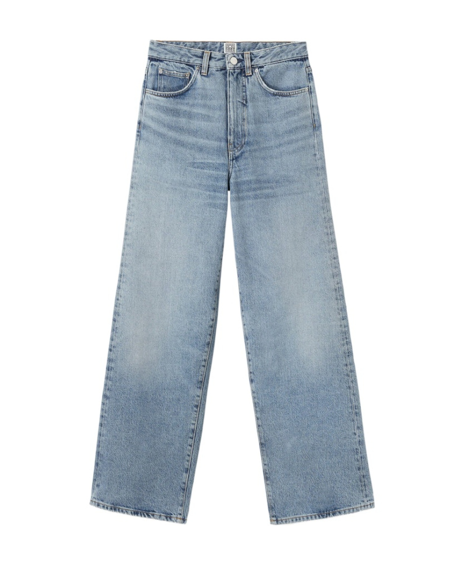 Totême Cropped Wide-leg Jeans In Blue