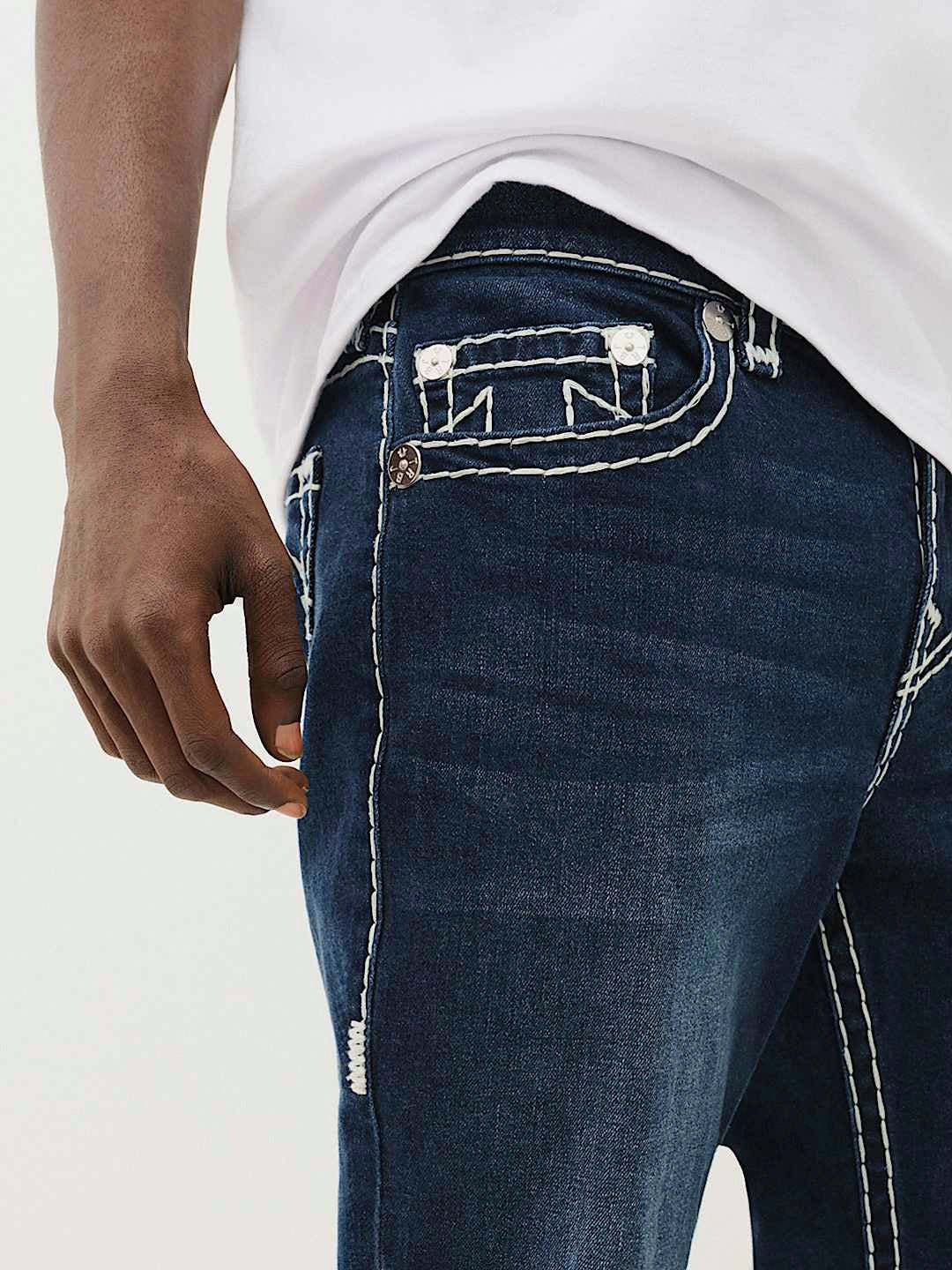 True Religion Rocco Mens Relaxed Dark Wash Skinny Jeans In Blue