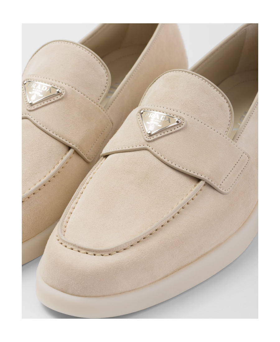 Prada Suede Loafers In Nude